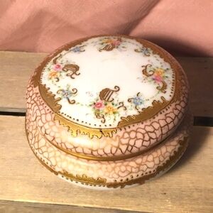 Vintage Porcelain Trinket Jewelry Box Hand Painted From France